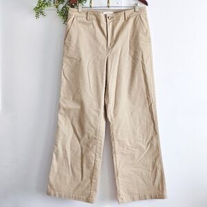 LOFT Monroe Wide Leg Pants Tan Khaki High Rise Stretch Size 12 Tall